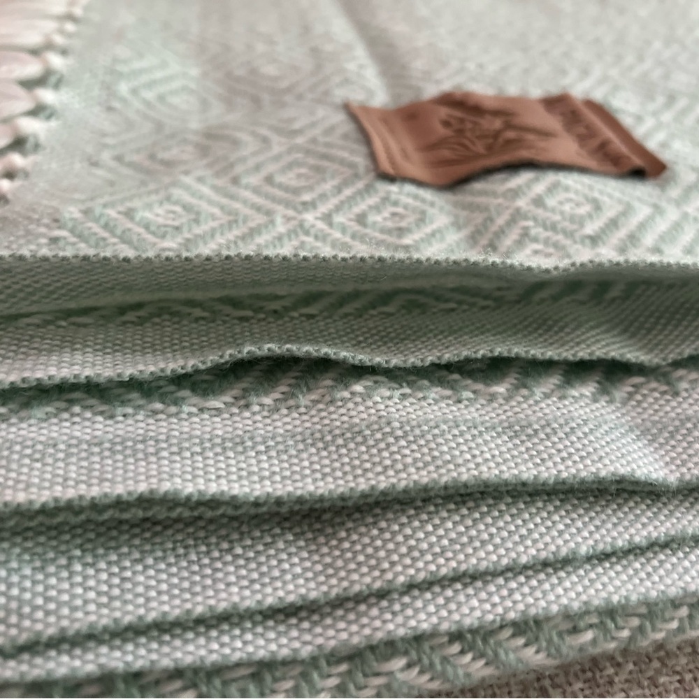 New Peruvian ALPACA Soft Throw Blanket Mint Sea Green Lightweight Alpaca Wool - Picture 9 of 9